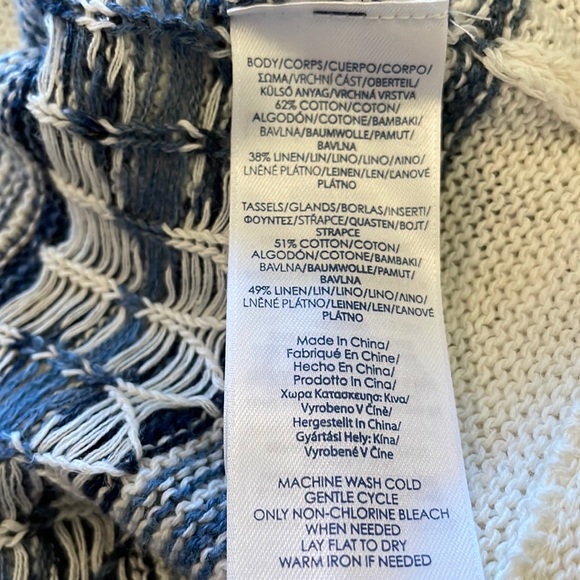 XL CHAPS DENIM CO WESTERN STYLE PONCHO V-NECK SWEATER Armholes RalphLaurenCo.NWT - Picture 12 of 16